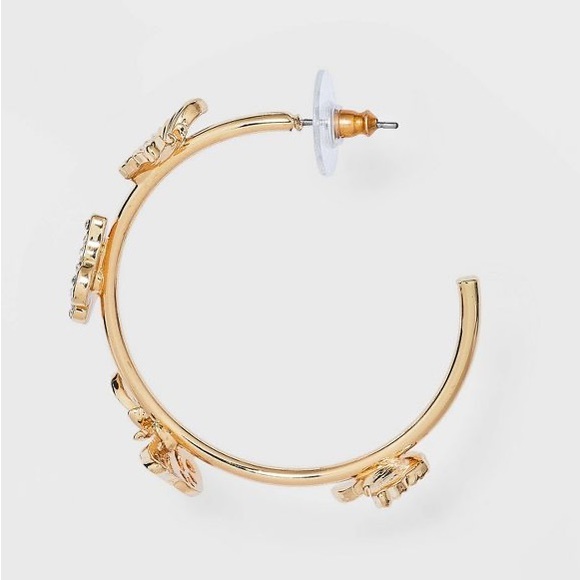 SUGARFIX by BaubleBar Crystal Wings Butterfly Hoop Earrings - Gold, NWT - Picture 3 of 6